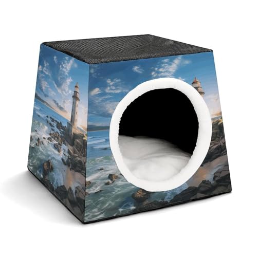 YKUDBN Cozy Capsule Pet Nest for Small Cats and Dogs, Beach Lighthouse Print Portable Pet Nest Small Pet Nest Capsule Design Pet Nest Small Animal Nest YKUDBN Cozy Capsule Pet Nest for Small Cats and Dogs, Beach Lighthouse Print Portable Pet Nest Small Pet Nest Capsule Design Pet Nest Small Animal Nest von YKUDBN