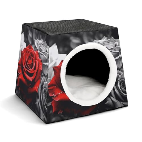 YKUDBN Cozy Capsule Pet Nest for Small Cats and Dogs, Black White and Red Roses Print Portable Pet Nest Small Pet Nest Capsule Design Pet Nest Small Animal Nest YKUDBN Cozy Capsule Pet Nest for Small Cats and Dogs, Black White and Red Roses Print Portable Pet Nest Small Pet Nest Capsule Design Pet Nest Small Animal Nest von YKUDBN