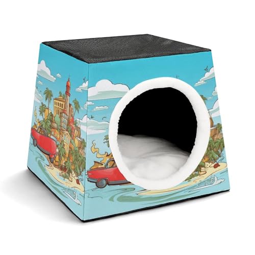 YKUDBN Cozy Capsule Pet Nest for Small Cats and Dogs, Island of Cuba Print Portable Pet Nest Small Pet Nest Capsule Design Pet Nest Small Animal Nest YKUDBN Cozy Capsule Pet Nest for Small Cats and Dogs, Island of Cuba Print Portable Pet Nest Small Pet Nest Capsule Design Pet Nest Small Animal Nest von YKUDBN