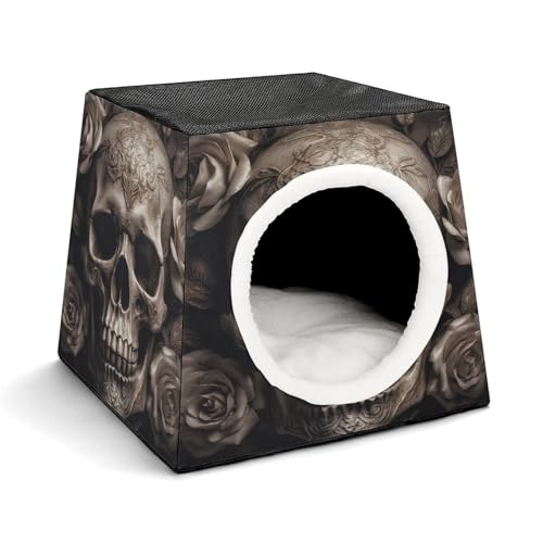 YKUDBN Cozy Capsule Pet Nest for Small Cats and Dogs, Leather Rose Skull Print Portable Pet Nest Small Pet Nest Capsule Design Pet Nest Small Animal Nest YKUDBN Cozy Capsule Pet Nest for Small Cats and Dogs, Leather Rose Skull Print Portable Pet Nest Small Pet Nest Capsule Design Pet Nest Small Animal Nest von YKUDBN