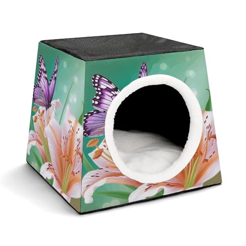 YKUDBN Cozy Capsule Pet Nest for Small Cats and Dogs, Lilies and Butterfly Print Portable Pet Nest Small Pet Nest Capsule Design Pet Nest Small Animal Nest YKUDBN Cozy Capsule Pet Nest for Small Cats and Dogs, Lilies and Butterfly Print Portable Pet Nest Small Pet Nest Capsule Design Pet Nest Small Animal Nest von YKUDBN