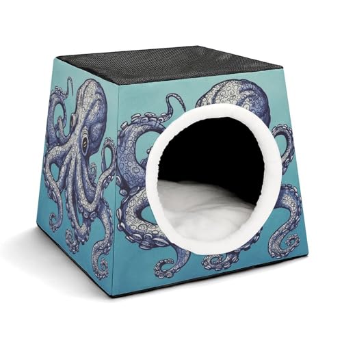 YKUDBN Cozy Capsule Pet Nest for Small Cats and Dogs, Octopus Design Print Portable Pet Nest Small Pet Nest Capsule Design Pet Nest Small Animal Nest YKUDBN Cozy Capsule Pet Nest for Small Cats and Dogs, Octopus Design Print Portable Pet Nest Small Pet Nest Capsule Design Pet Nest Small Animal Nest von YKUDBN