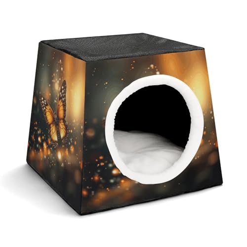 YKUDBN Cozy Capsule Pet Nest for Small Cats and Dogs, Orange Butterfly Print Portable Pet Nest Small Pet Nest Capsule Design Pet Nest Small Animal Nest YKUDBN Cozy Capsule Pet Nest for Small Cats and Dogs, Orange Butterfly Print Portable Pet Nest Small Pet Nest Capsule Design Pet Nest Small Animal Nest von YKUDBN