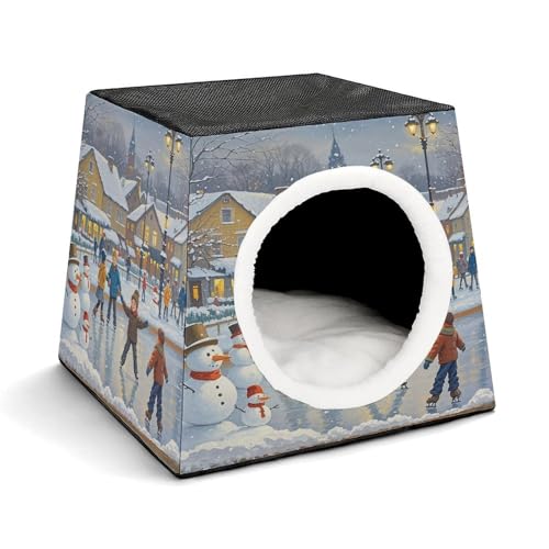 YKUDBN Cozy Capsule Pet Nest for Small Cats and Dogs, Snowman Skating Rink Print Portable Pet Nest Small Pet Nest Capsule Design Pet Nest Small Animal Nest YKUDBN Cozy Capsule Pet Nest for Small Cats and Dogs, Snowman Skating Rink Print Portable Pet Nest Small Pet Nest Capsule Design Pet Nest Small Animal Nest von YKUDBN