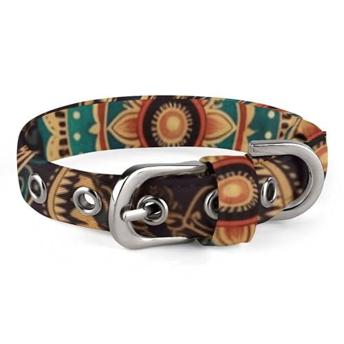 YKUDBN Niedliches Haustier-Halsband, Mandala-Druck, verstellbar, Katzenhalsband, geeignet für kleine und mittelgroße Hunde von YKUDBN