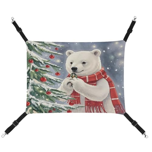YKUDBN Tragbare Hängematte für Haustiere, Leinen, Wishing White Bear Print, stilvolle Haustier-Hängematte, ideal für kleine Haustiere, atmungsaktiv, platzsparend und leicht zu reinigen YKUDBN Tragbare Hängematte für Haustiere, Leinen, Wishing White Bear Print, stilvolle Haustier-Hängematte, ideal für kleine Haustiere, atmungsaktiv, platzsparend und leicht zu reinigen von YKUDBN