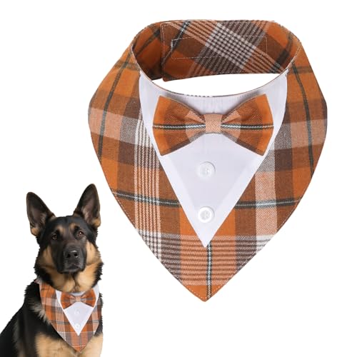 YKYUASD Smoking-Bandana für Hunde, mit Fliege (Herbst, XL) von YKYUASD