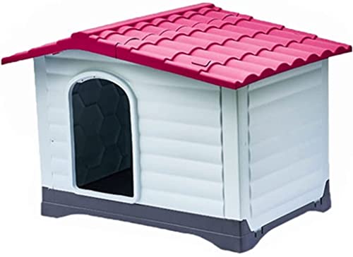 YLCH Hundehütte für den Außenbereich mit Dach, regendichtes und atmungsaktives Hundehaus, dicke PP-Hundevilla für Rasen (Farbe: Rot, Größe: 91,4 x 68,9 x 66 cm) von YLCH