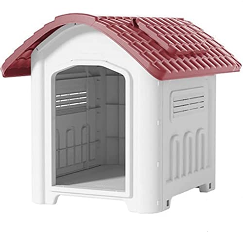 YLCH Pet House Hundehütte für den Außenbereich, belüftet, kleine Hundehütte, wasserdicht, Villa Garden (Farbe: Rot, Größe: 73 x 61 x 63 cm) von YLCH