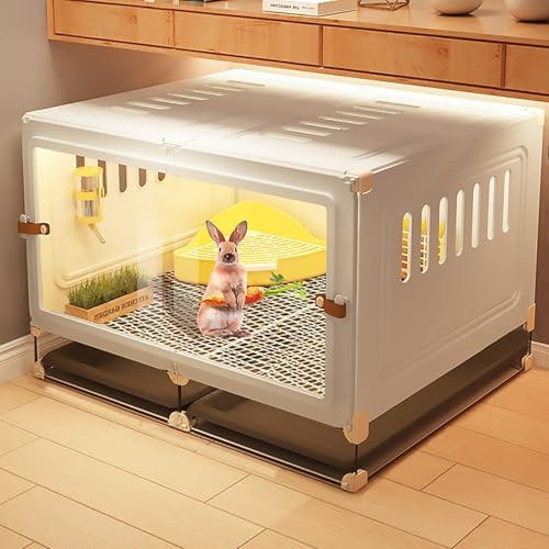 Kaninchenkäfig, Meerschweinchen Gehege, Kaninchenauslauf, Kleintierhaus für Meerschweinchen/Kaninchen/Hamster/Chinchillas(White,70x45x45cm) von YLEPHNE