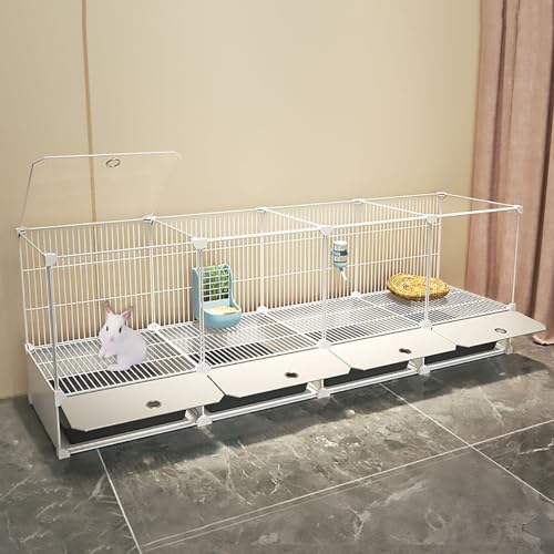 Kaninchenstall Freigehege Kaninchen Haustier Laufstall aus Metall, DIY-Frettchen-Laufstall, für Meerschweinchen/Kaninchen(Color:A,Size:144 * 37 * 55cm) von YLEPHNE