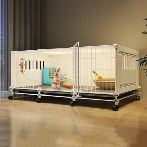 Kaninchenkäfig, Kaninchenstall für Den Innenbereich mit Ausziehbaren Tabletts und Urinschutz, Laufstall für Meerschweinchen, Laufstall für Kleintiere(White,105x45x47cm) von YLEPHNE