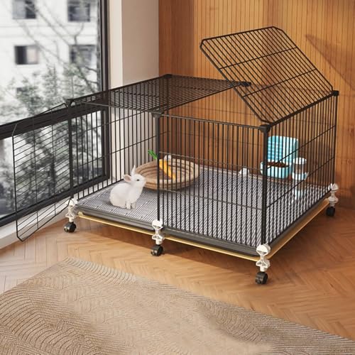 Kaninchenkäfig für Drinnen, Meerschweinchen Gehege, Laufstall für Kleine Tiere für Drinnen, Räder für Einfache Mobilität, für Chinchillas/Meerschweinchen/Eichhörnchen(70x35x45cm) von YLEPHNE