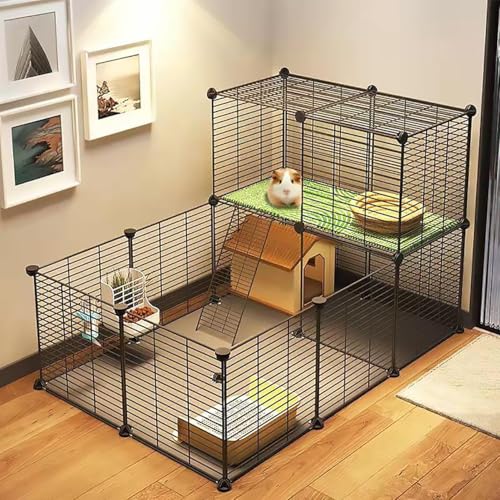 Kaninchenzaun Meerschweinchen Gehege, DIY-Haustierlaufstall, Indoor-C&C-kleintiergehege für Hasen, Chinchillas und Hamster, Habitat-Zaun-Laufstall(105x70x70cm) von YLEPHNE