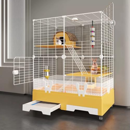 Kaninchenzaun für Drinnen, Hasenkäfig, Laufstall für Meerschweinchen, Laufstall für Kleine Tiere für Drinnen für Meerschweinchen, Kaninchen(Yellow,110cm) von YLEPHNE