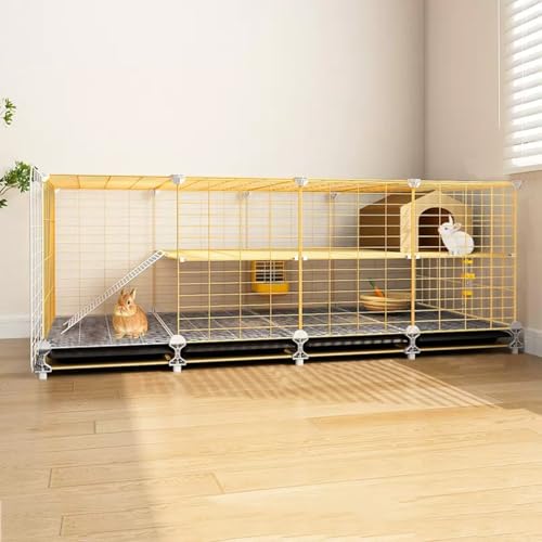 Laufstall für Kaninchenkäfige, Meerschweinchengehege, Kleintier-C&C-Käfig, für Meerschweinchen, Kaninchen, Hamster, Chinchillas und Igel(140 * 35 * 49cm) von YLEPHNE