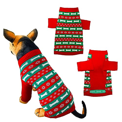 YLSZHY Hunde-Weihnachtsoutfit, Haustier-Weihnachtspullover, Einteiler für Hunde, Katzenkleidung, Rot, Modische, Süße Herbst- und Winter-warme Freizeitkleidung, Hund für Party, Hochzeit, Feiertage,(l) von YLSZHY