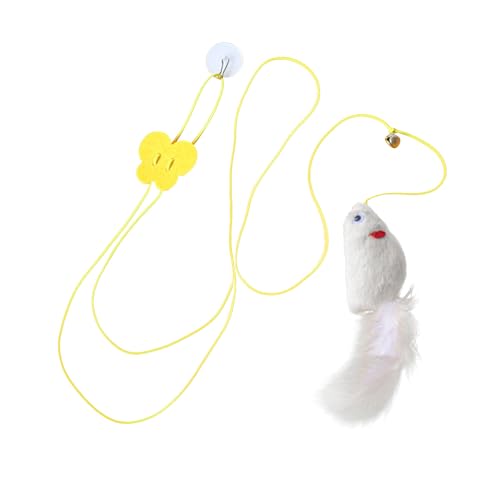 YLSZHY Katzenspielzeug Zum Aufhängen an der Tür, Plüsch-Mäusespielzeug mit Eingebautem Soundgerät mit Flexibler Feder, Katzenspielzeug für Drinnen, Katzen, Kätzchen, Zum Unterhalten und Spielen(Weiß) von YLSZHY