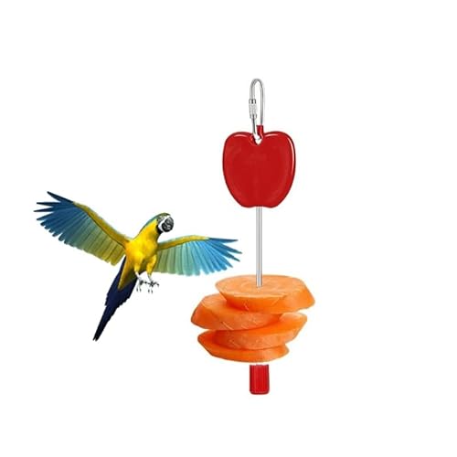 YLWX Käfig-Fruchtfutterspender for Nymphensittiche for Vögel, Edelstahl-Sittich-Futterspender for Käfige, Papageien-Fruchtgabel-Futterspender (Color : Red Apple) von YLWX