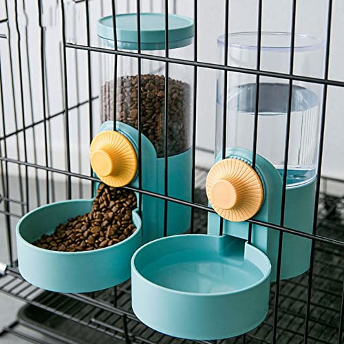 Pet Dog Cat Automatic Feders Drinking Bowls Container Cage Hanging Fountain Water Bottle Feeding Bowls Dispenser for Cats Dogs (Green) von YLYGJGL