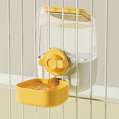 Pet Dog Cat Hanging Automatic Feeders Drinking Bowls, Auto Gravity Pet Feeder No Drip Water Set, Cage Pet Feeding Bowls Dispenser for Cats Dogs Puppy Rabbit (Yellow-White-Water) von YLYGJGL