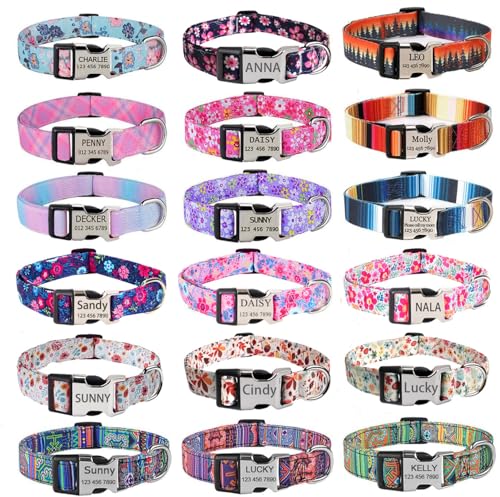 YLrank Personalisierte Hundehalsband, mit Eingraviertem Namen und Telefonnummer – Weich & Komfort Hunde Halsband für Kleine Mittlere Große Hunde Welpen Katzen von YLrank