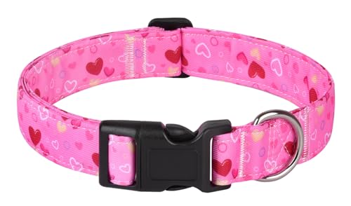 YLrank Valentinstags-Hundehalsband, Herzmuster, verstellbar, für kleine, mittelgroße und große Hunde, Jungen, Mädchen, männlich, weiblich, Hund (Herz, M) von YLrank