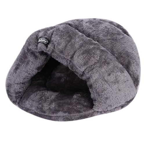 YMLOVE Katzenhöhlenbett für kleine Hunde, Welpen, weich, warm, Plüsch, Haustiernest, Zelt, Schlafsack, 2-in-1, Kuschelbett, Schlafmatte, Kissen für Hunde, Katzen, Kätzchen, Hasen, Hamster (grau) von YMLOVE