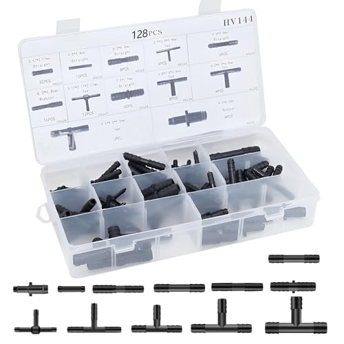 YMTWSRY 128 Stück Schlauchverbinder Set, 12 Größen Tropfschlauch Verbinder Perlschlauch Zubehör Schwarz Micro Drip T-Stück für Gärten Schläuche BewäSserung Anschluss Kit YMTWSRY 128 Stück Schlauchverbinder Set, 12 Größen Tropfschlauch Verbinder Perlschlauch Zubehör Schwarz Micro Drip T-Stück für Gärten Schläuche BewäSserung Anschluss Kit von YMTWSRY