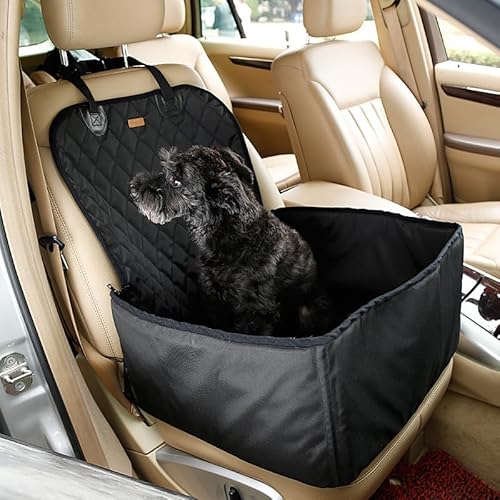 Hundedecke Auto Rückbank 2 in 1 Auto-Front-Haustier-Autositzbezug, wasserdicht, for Welpenkorb, rutschfest, for Haustier-Autoträger, Hund, Katze, Auto-Booster, Outdoor-Reisen 975 (Color : B-Black) von YMYGCC