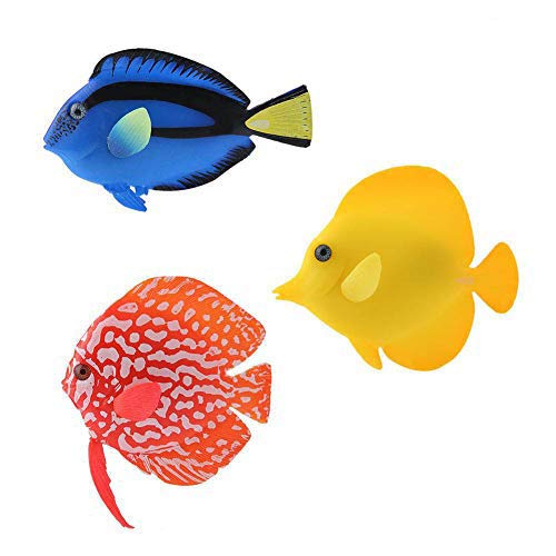 YMZ-Aquarium-Dekoration, künstliche Fische, aus Silikon, schwimmende lebendige Landschaft, 3 Stück von YMZ