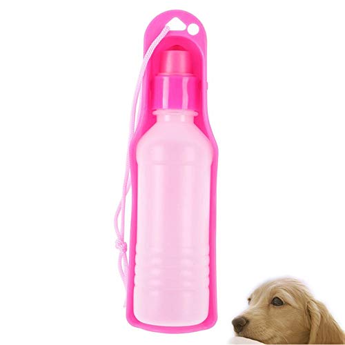 YMZ Auslaufsichere, tragbare Hunde-Reise-Sport-Wasserflasche für den Außenbereich, Trinkflasche für Haustiere, zum Spazierengehen, Wandern, Reisen, aus lebensmittelechtem Kunststoff (Pink) von YMZ