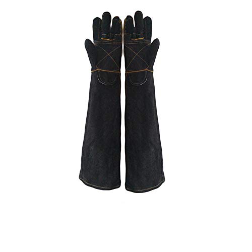 YMZ Bisssichere Handschuhe für Haustiere, mit zweilagigem Leder-Stützpolster für Hunde, Katzen, Reptilien, schnittfest, Anti-Dorn, 38 cm, Schwarz von YMZ