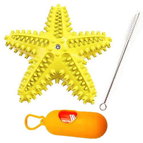 YMZ Kauspielzeug für Hunde mit Seestern, Zahnreinigung, Mundpflege, ungiftig, Naturkautschuk, bissfest, Kauspielzeug für Hunde (gelb) von YMZ