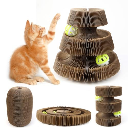 Interaktives Katzenspielzeug Selbstbeschäftigung Kratzbretter Katze Kratzpappe für Katzen Zubehör Magische Orgel Katzenkratzbrett mit Ball Intelligenzspielzeug für Katzen Kratzbrett Katzenzubehör von YNOYMO