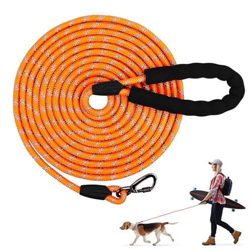 Hundeleine Biothane Schleppleine 5m Leine Hund für Kleine Mittlere Große Hunde Leicht Katzenleine Laufleine Hausleine für Hunde Führleine Hund mit Gepolsterten Griff und Karabiner Lange Dog Leash von YNOYMO