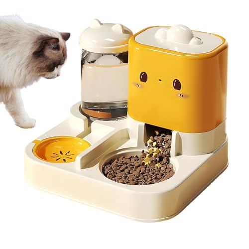 YNPQTDS Katzenfutterautomat Automatisch - Wasserspender mit Tierfutterschale - Katzenfutterspender Große Kapazität Futterspender für Haustiere, Hunde, Welpen, Kätzchen, Kaninchen von YNPQTDS