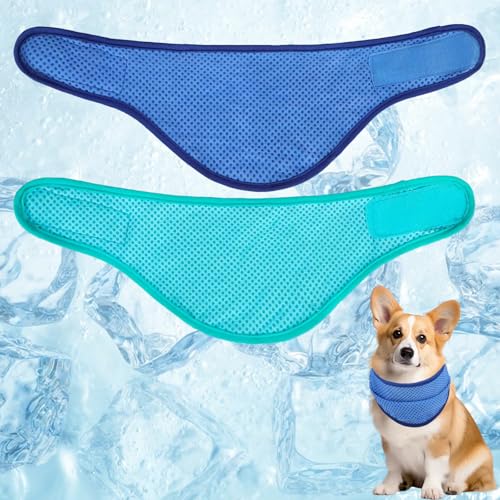 Kühlhalstücher für Hunde und Katzen, sofort kühlende Haustierhalstücher, verstellbares Sommer-Halstuch, atmungsaktives Hundehalstuch, Blau und Grün, Halsband für kleine, mittelgroße Hunde und Katzen von YNR