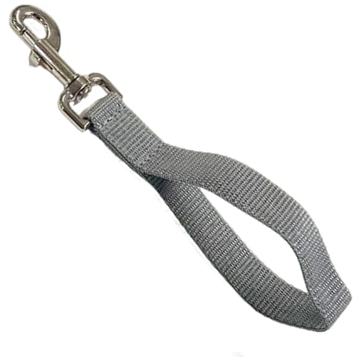 Trainingsleine für Hunde, kurze Schließkontrolle, 25 mm, Polypropylen-Gurtband, 25 cm, Grau von YNR