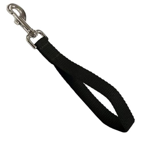Trainingsleine für Hunde, kurze Schließkontrolle, 25 mm, Polypropylen-Gurtband, 25 cm, Schwarz von YNR