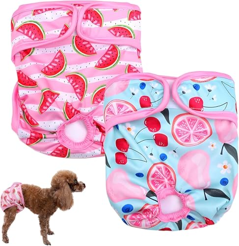 Wiederverwendbare Windeln für Hündinnen für die Saison, waschbare Hündinnen, Hundewindeln, sehr saugfähige Hundewindeln für Hündinnen bei Hitze, inkontinente Welpen, Menstruation, 2 Stück Wiederverwendbare Windeln für Hündinnen für die Saison, waschbare Hündinnen, Hundewindeln, sehr saugfähige Hundewindeln für Hündinnen bei Hitze, inkontinente Welpen, Menstruation, 2 Stück von YNR