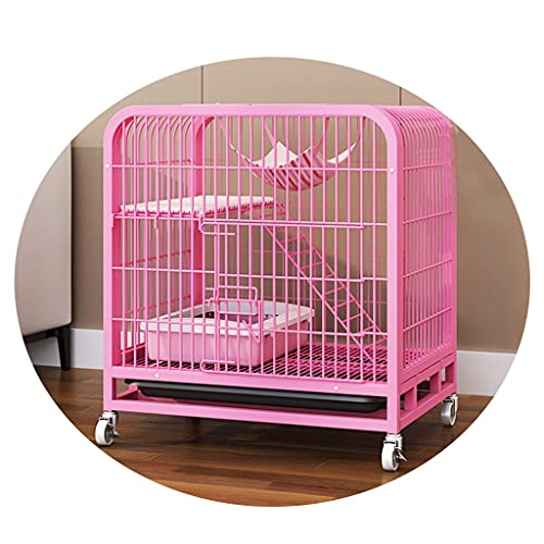 Katzenkäfig Katzenstreu Für Den Innenbereich Doppellagiges Katzenhaus Mit Zubehör Wie Hängematte Isomatte Katzentoilette Usw ( Color : Rosa , S : 62x45x68cm ) von YNSHOP