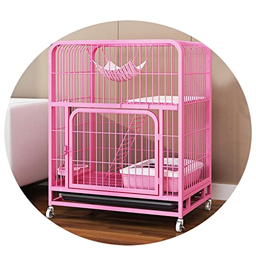 Katzenkäfig Katzenstreu Für Den Innenbereich Doppellagiges Katzenhaus Mit Zubehör Wie Hängematte Isomatte Katzentoilette Usw (Color : Rosa, S : 78x55x100cm) von YNSHOP