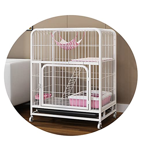 Katzenkäfig Katzenstreu Für Den Innenbereich Doppellagiges Katzenhaus Mit Zubehör Wie Hängematte Isomatte Katzentoilette Usw (Color : Weiß, S : 78x55x100cm) von YNSHOP