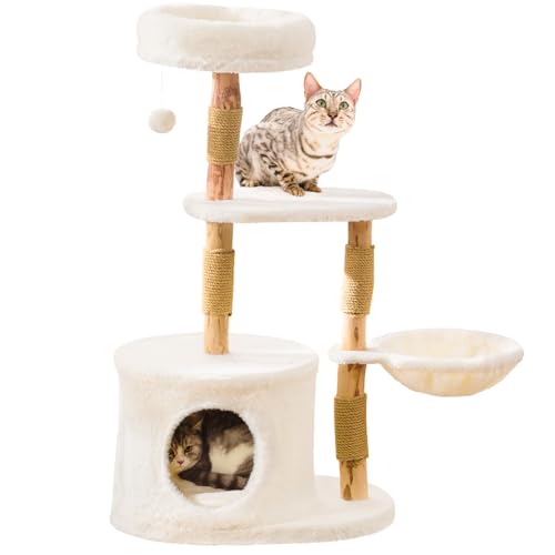 YOCAN Moderner massiver Hartholz-Katzenbaumturm für Indoor-Katzen – Mittelgroße Holz-Katzenmöbel mit Kratzstämmen, gemütlicher Höhle und stabiler Basis, ästhetische Kletterstruktur für kleine und YOCAN Moderner massiver Hartholz-Katzenbaumturm für Indoor-Katzen – Mittelgroße Holz-Katzenmöbel mit Kratzstämmen, gemütlicher Höhle und stabiler Basis, ästhetische Kletterstruktur für kleine und von YOCAN