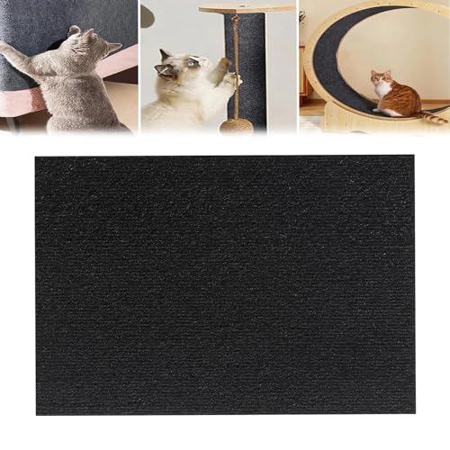 Cat Scratching Mat, Climbing Cat Scratcher, DIY Climbing Cat Scratcher Mat, Trimmable Self-Adhesive Cat Scratching Carpet, Cat Scratch Furniture Protector for Couch, Wall, Bed (Black,40 * 100CM) von YODAOLI