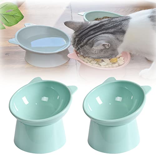 Ergonomic Cat Bowl, Cat Anti Vomit Food Bowl, Ergonomic Cat Food Bowl, Cat Bowls Elevated Tilted, Elevated Cat Bowls, Anti-Fall Neck Protection Cat Food Bowl (2*Blue) von YODAOLI