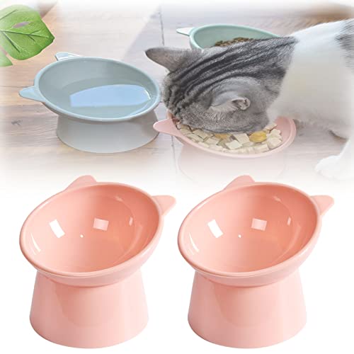 Ergonomic Cat Bowl, Cat Anti Vomit Food Bowl, Ergonomic Cat Food Bowl, Cat Bowls Elevated Tilted, Elevated Cat Bowls, Anti-Fall Neck Protection Cat Food Bowl (2*Pink) von YODAOLI