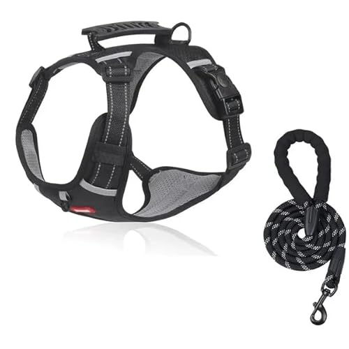 No Pull Dog Harness for Large Medium Small Dogs,Reflective Adjustable Dog Vest Harness (Black,L(14-22.5KG)) von YODAOLI