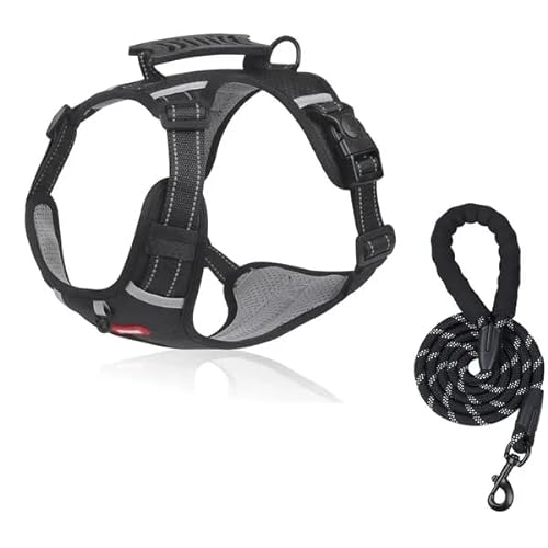 No Pull Dog Harness for Large Medium Small Dogs,Reflective Adjustable Dog Vest Harness (Black,XL(22.5-45KG)) von YODAOLI